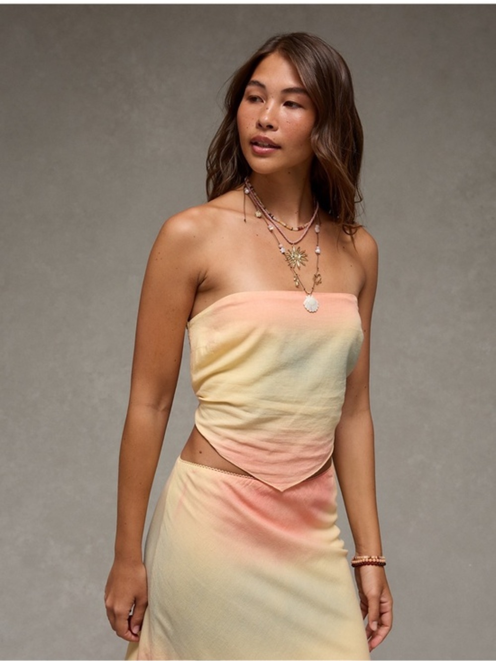 NWT AE Yellow to Peach Ombre Bandana Top